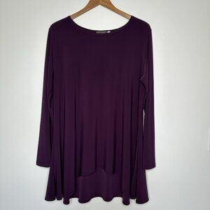Sympli Scoop Tunic Top Size 14 Hi Lo Purple Stretch Classic Fall Long Sleve